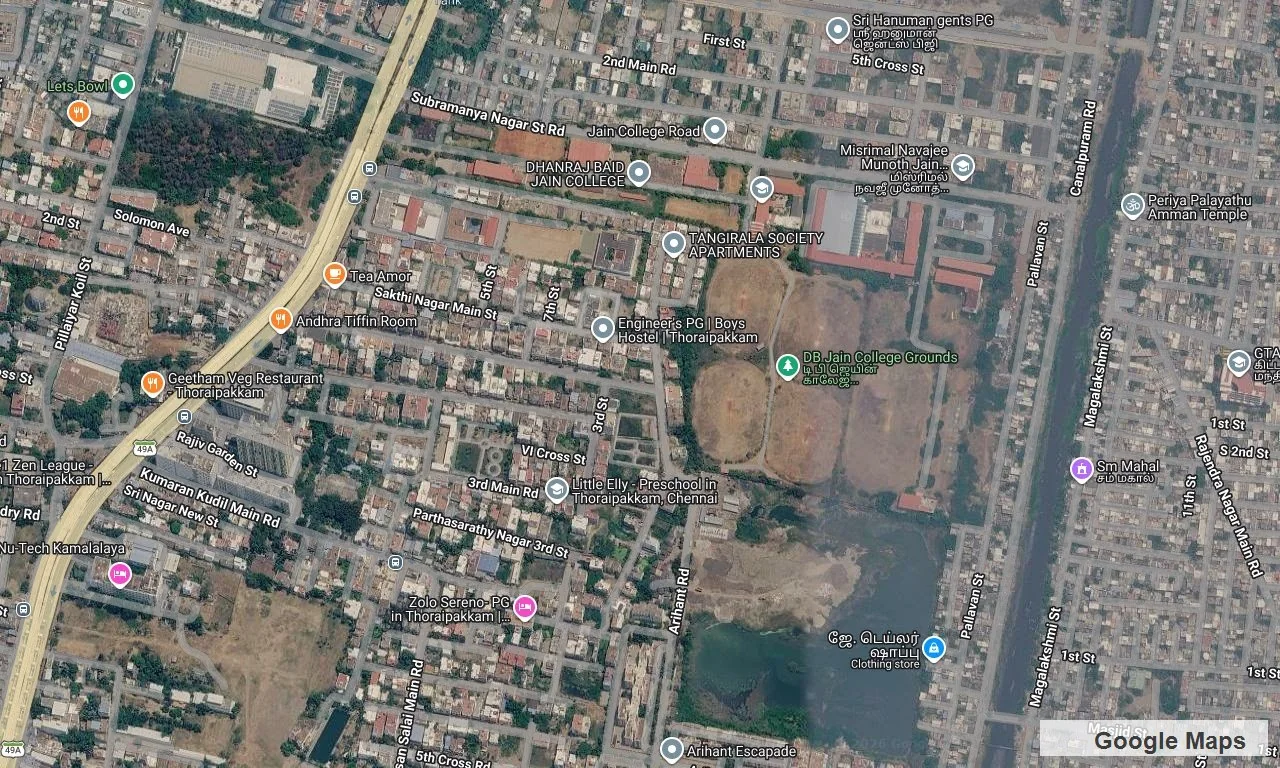 Map showing the Webisat Technologies office in Thoraipakkam, Chennai